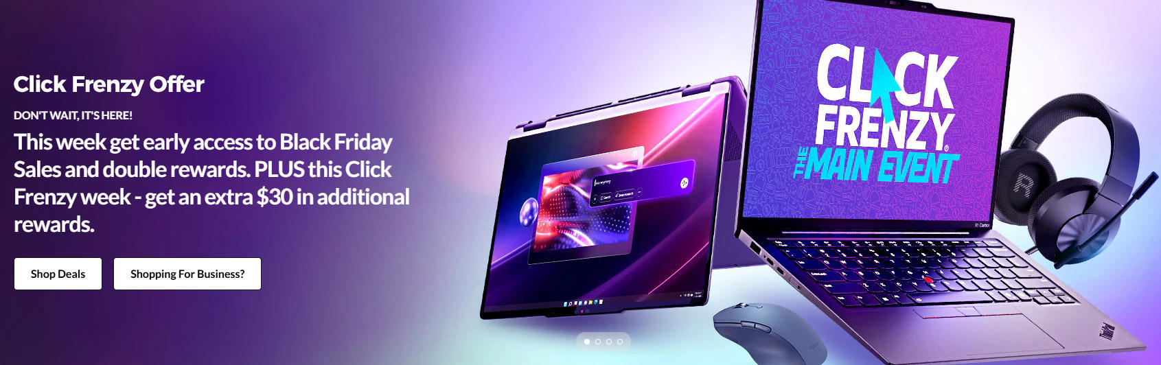 联想官网Click Frenzy促销：最高45%折扣！额外有$30积分!