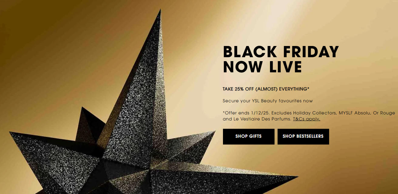 圣罗兰官网黑五促销：几乎全场25%折扣！@ YSL