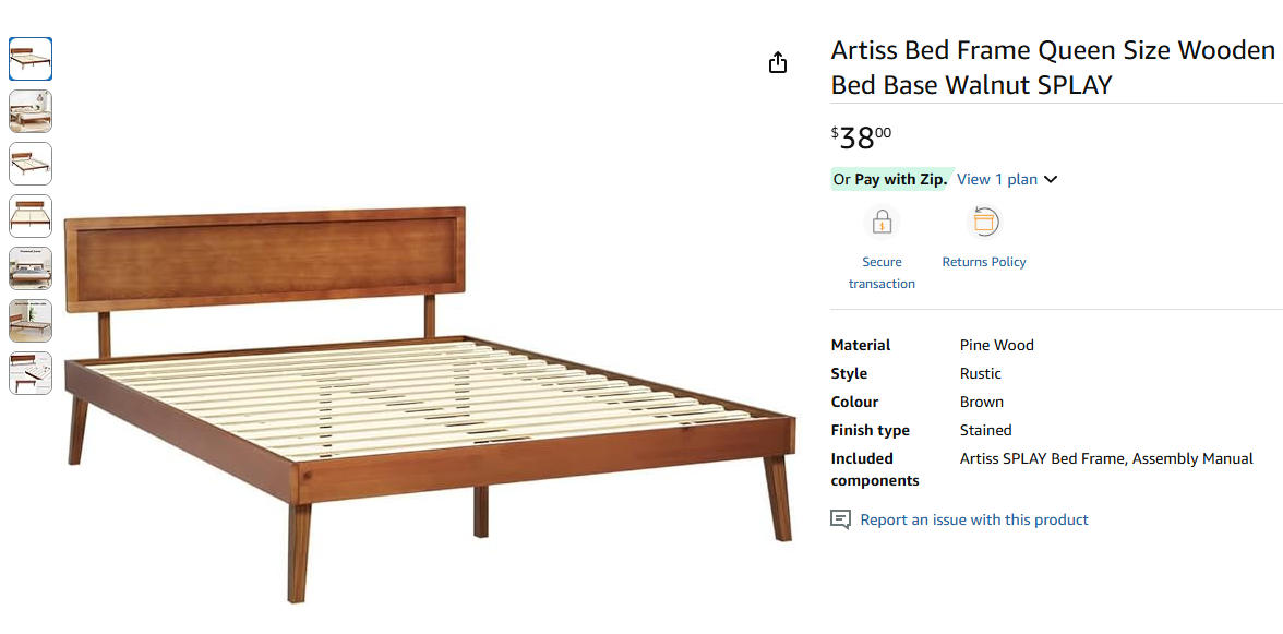 Artiss双人床床底框特价！83%折扣！原价$221.95，现价$38.00！@ Amazon