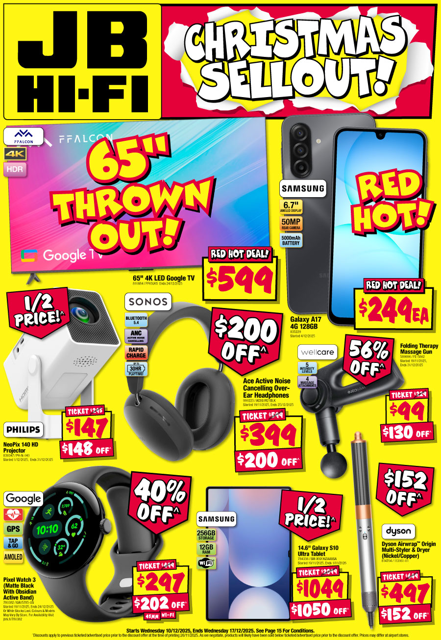 JB Hi-Fi最新打折图表！12月10日-12月17日！