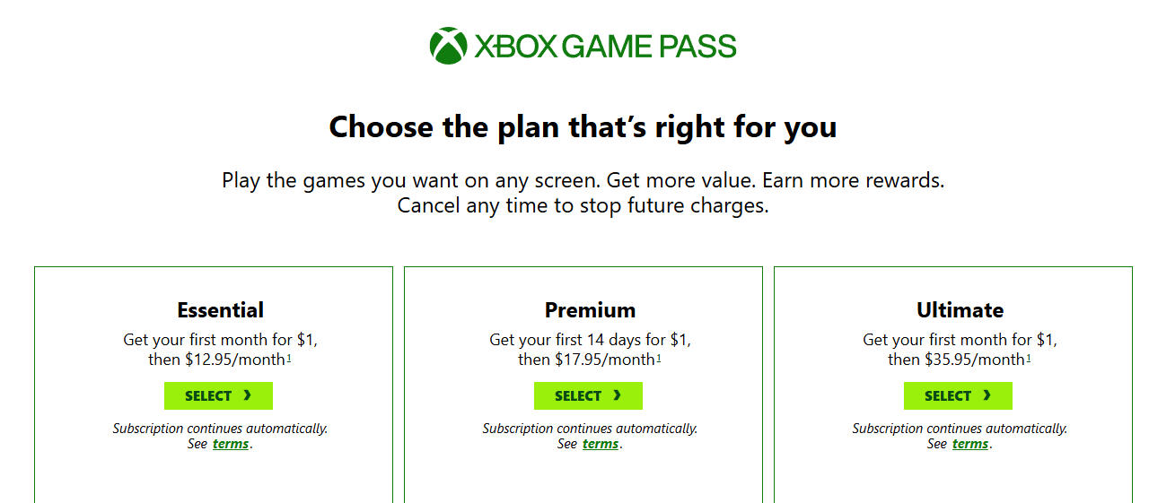 Xbox Game Pass会员：首月$1.0！