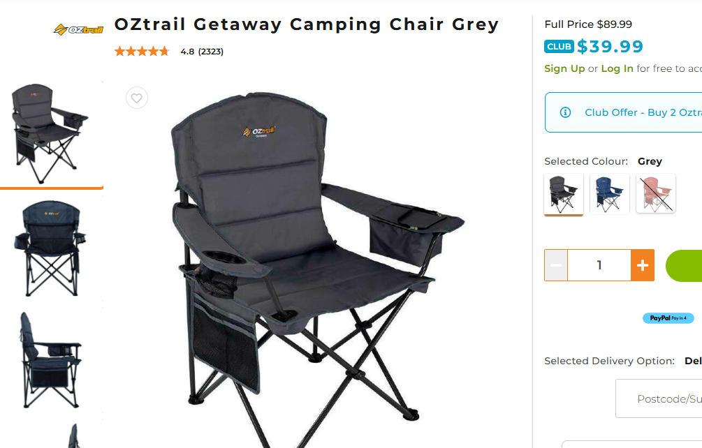 OZtrail 度假野营椅，原价$89.99，会员价$39.99！@ Anaconda stores