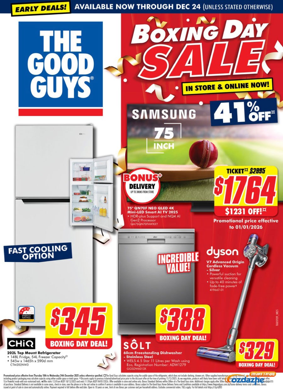 The Good Guys Boxing Day促销正装进行中！电视、冰箱、洗衣机等最高50%折扣！
