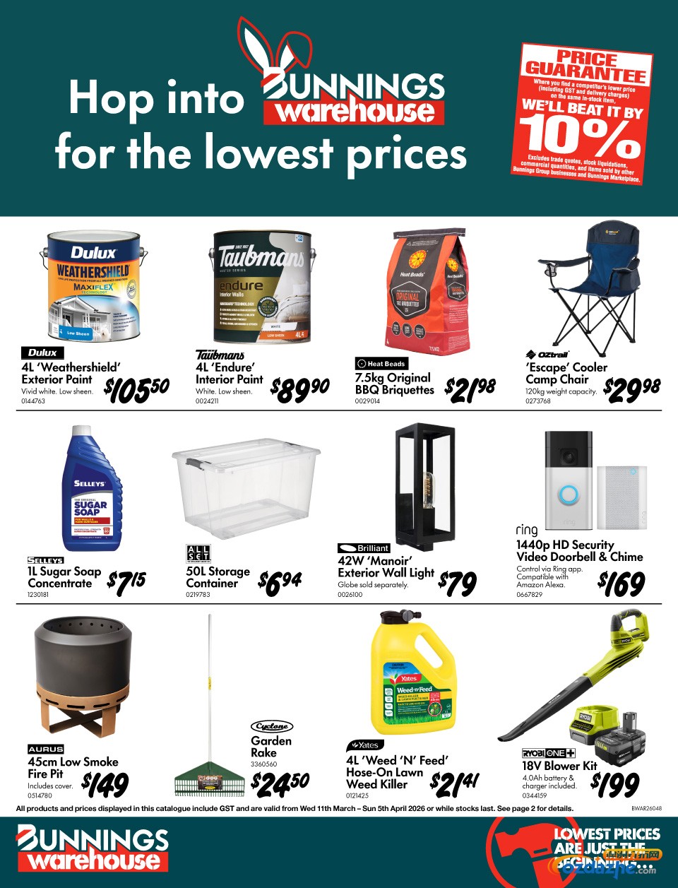 Bunnings最新打折图表！3月11日-4月5日！