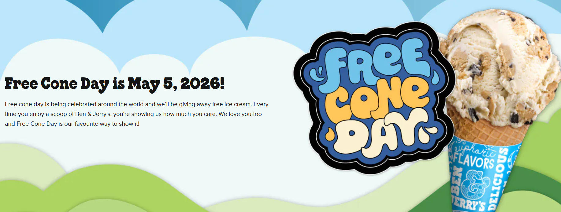 Ben & Jerry's会免费派送冰淇淋！5月5日！
