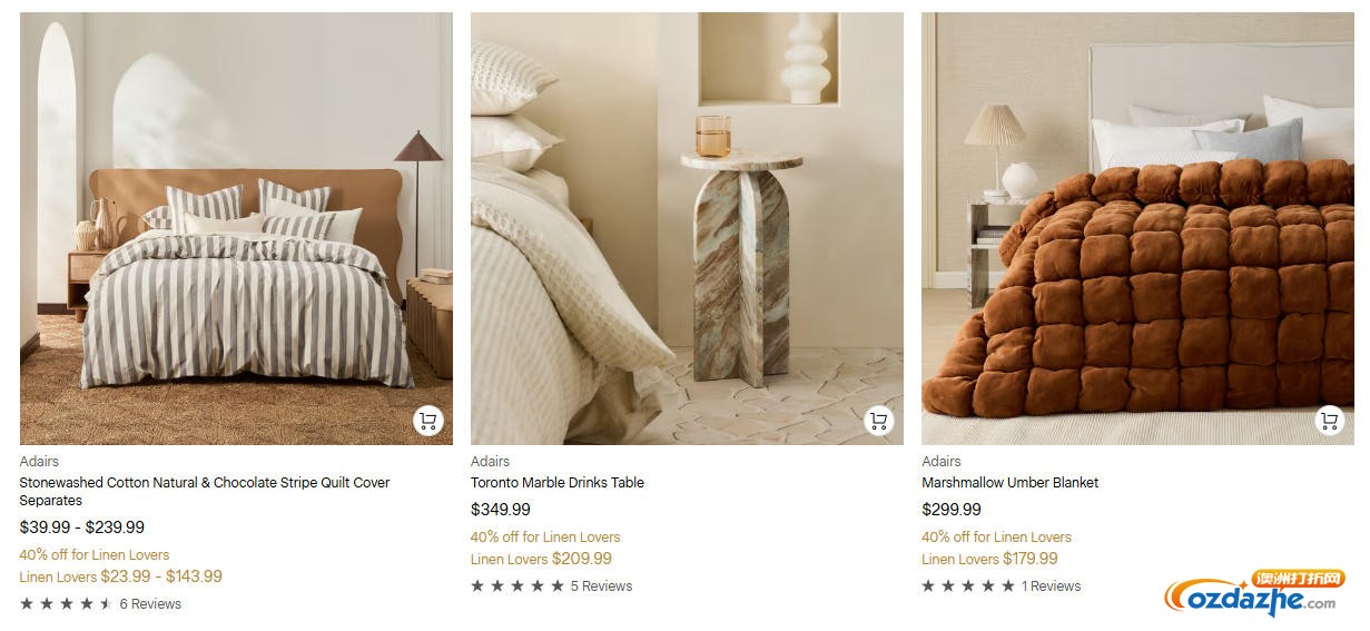 Adairs 官网会员促销：正价产品40%折扣！